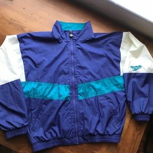 Reebok Blue and Turquoise Windbreaker Jacket